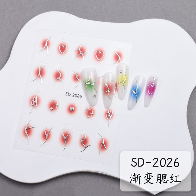 Metallic Gradient Nail Art Stickers (Various Designs)