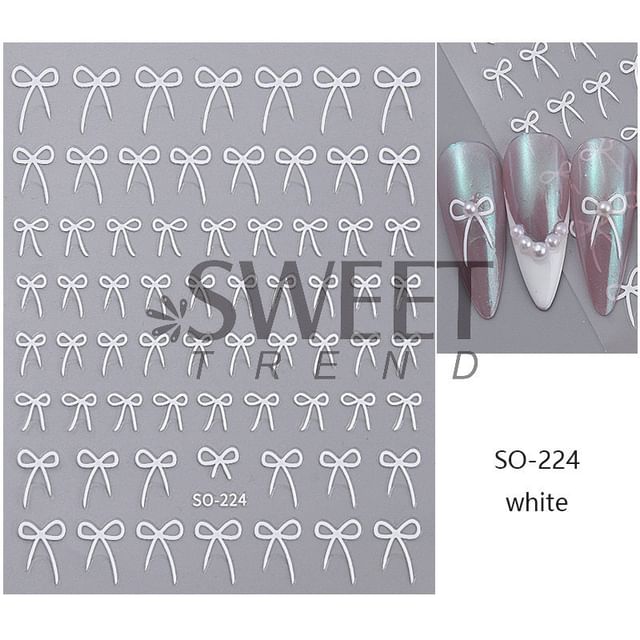 Bow Metallic Nail Art Stickers (Various Designs)