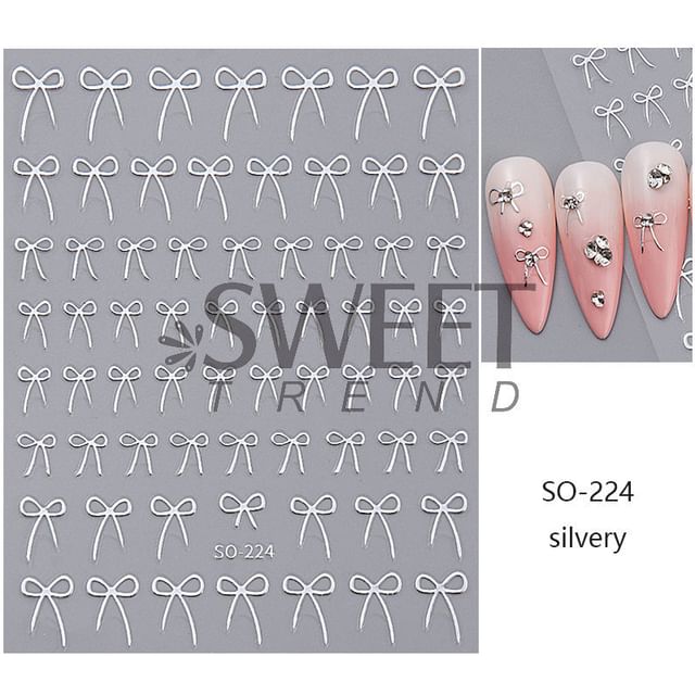 Bow Metallic Nail Art Stickers (Various Designs)