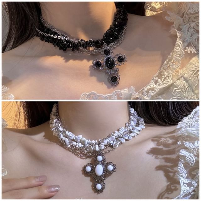 Beaded Necklace Cross