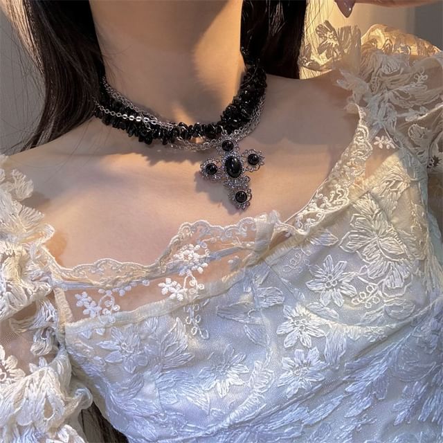 Beaded Necklace Cross