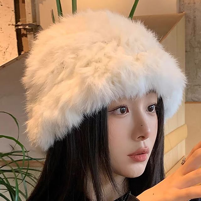 Hat / Fur Plain Bucket Star Faux