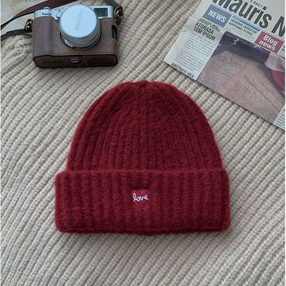 Embroidered Heart Beanie