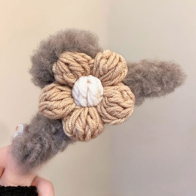 Floral Yarn Chenille Hair Claw Clip