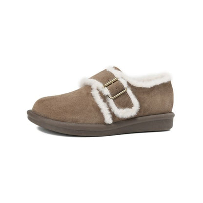 Platform Fleece-Lined Buckled Slip-Ons