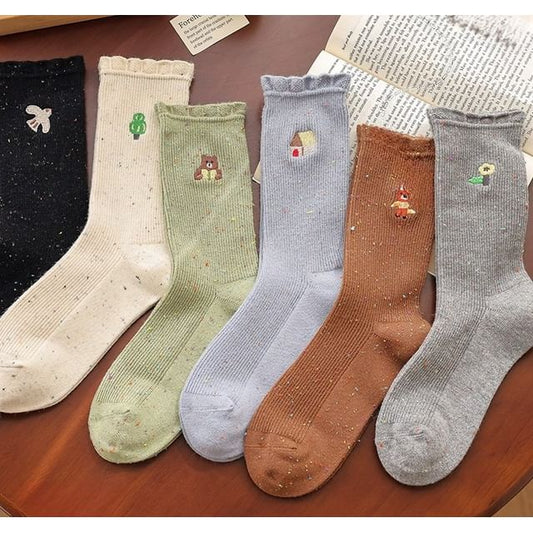 Cartoon Embroidered Socks / Set