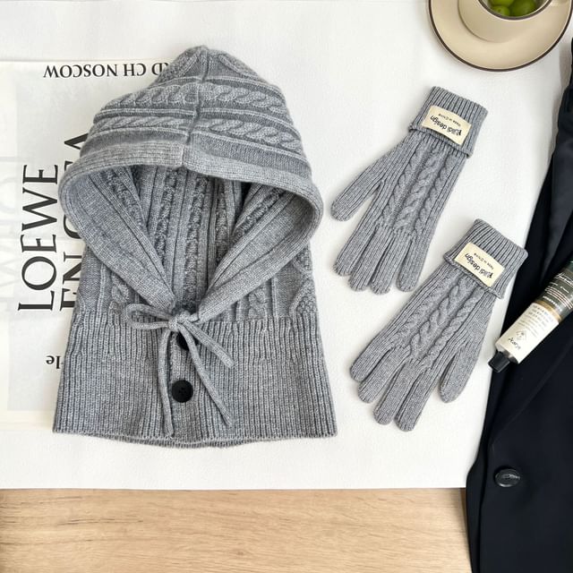 Balaclava Gloves / Set Knit Plain