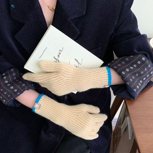 Knit Two-Tone Gloves Touchscreen