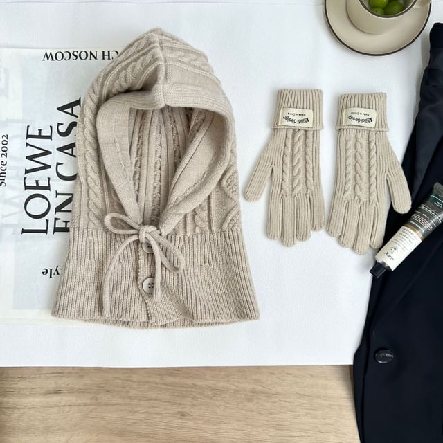 Balaclava Gloves / Set Knit Plain