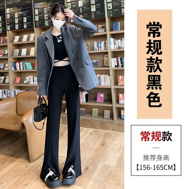 High Rise Slit Hem Flared Suit Pants