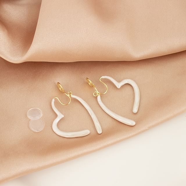 Heart Open Earring Alloy Glaze Hoop