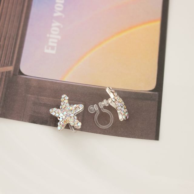 Crab Pearl Alloy Rhinestone Earring Shell / Stud Starfish Faux