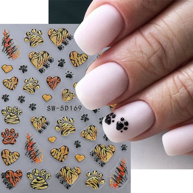 Tiger Paw Nail Art Stickers (Various Designs)