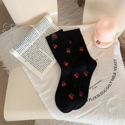 Heart Embroidery Crew Socks