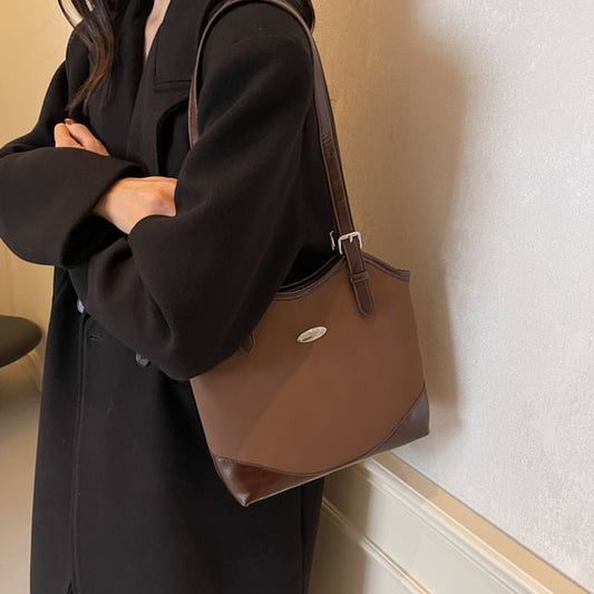 Leather Faux Bag Buckled Tote