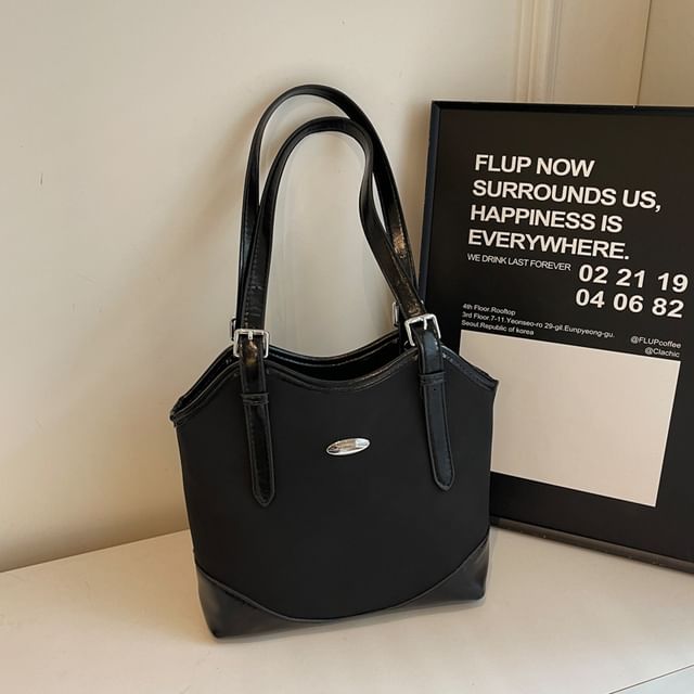 Leather Faux Bag Buckled Tote