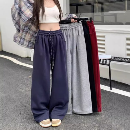 Drawstring Waist Wide Leg Sweatpants