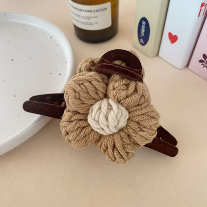 Yarn Flower Hair Claw Clip