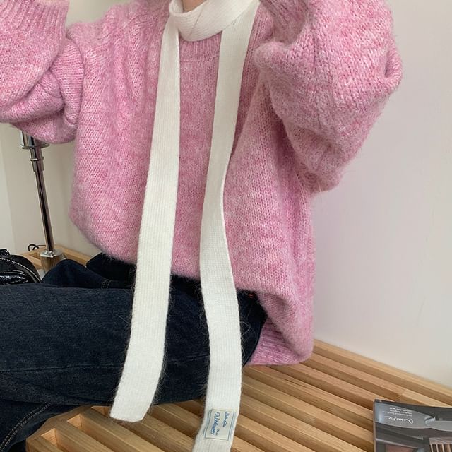 Plain Knit Scarf Narrow