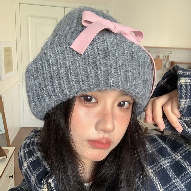 Beanie Ribbed Bow