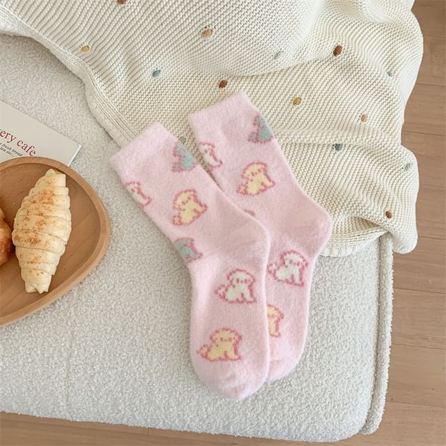 Patterned Fleece Short Socks