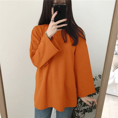 Long Sleeve Crew Neck Plain T-Shirt