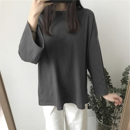 Long Sleeve Crew Neck Plain T-Shirt