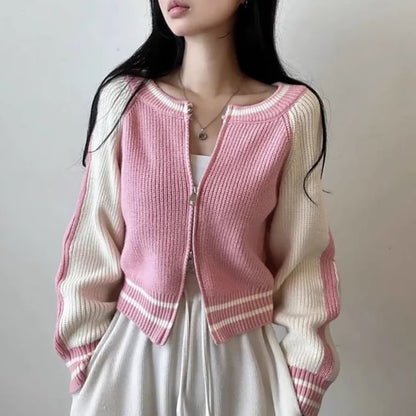 Two Tone Zip Cardigan