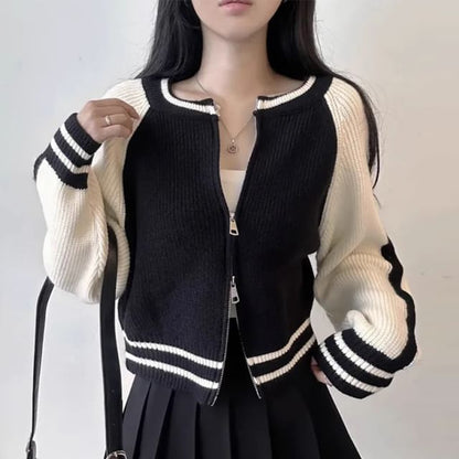 Two Tone Zip Cardigan