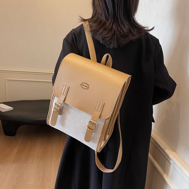 Two Backpack Tone Buckled Flap