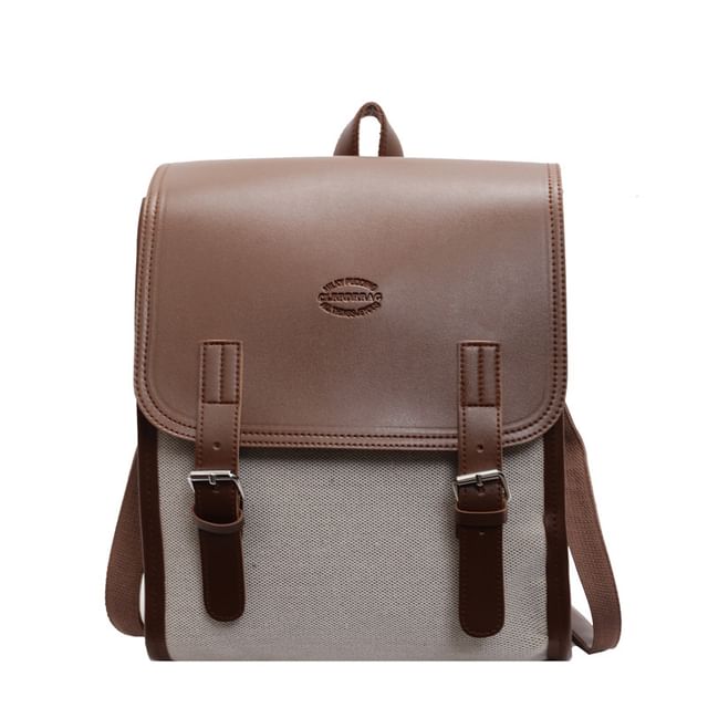Two Backpack Tone Buckled Flap
