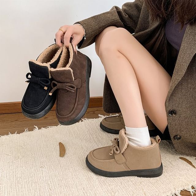 Fleece Lined Bowknot Ankle Boots