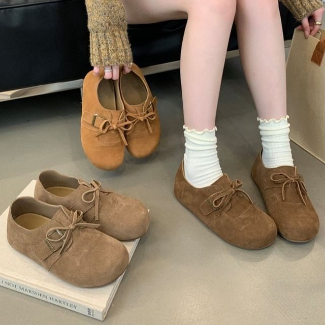 Lace-Up Velvet Shoes