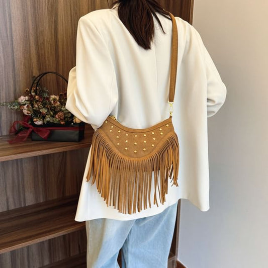Studded Tassel Crossbody Bag