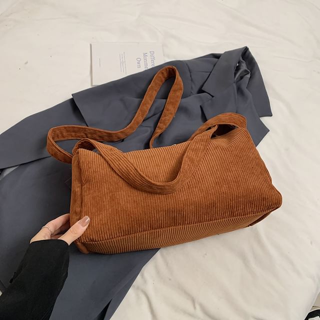 Plain Corduroy Shoulder Bag