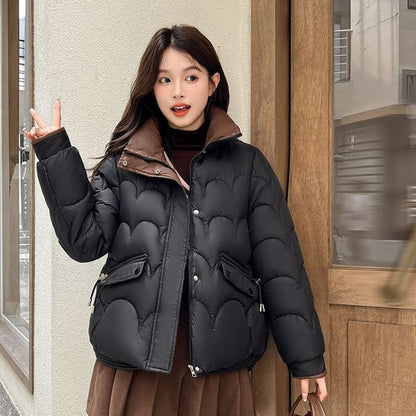 Mock Neck Zip-Up Puffer Jacket