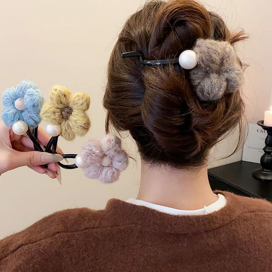 Clip Faux Pearl Hair Flower