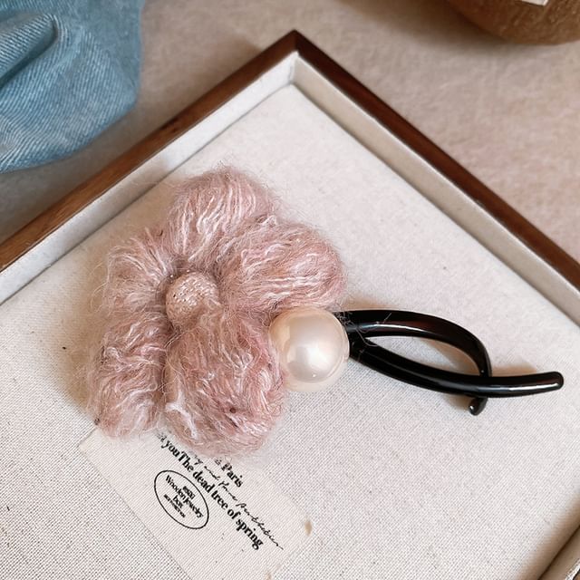 Clip Faux Pearl Hair Flower
