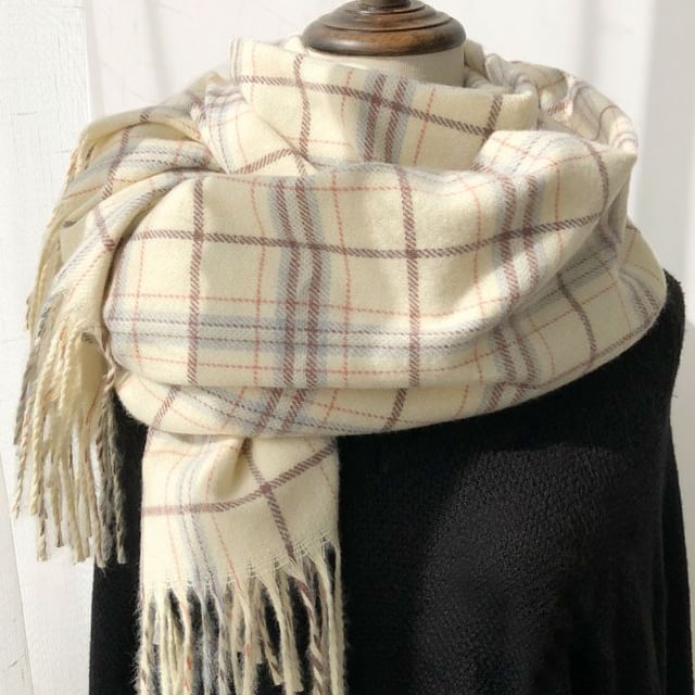 Scarf Plaid Fringe
