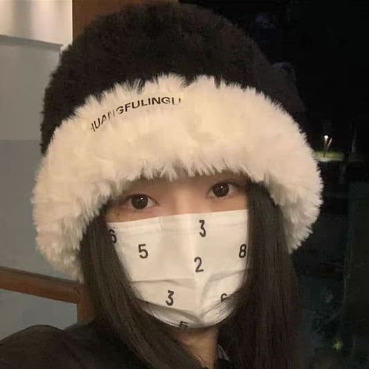 / Plain Fluffy Beanie Knit Cable