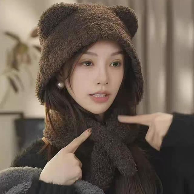 Ear Bear Hooded Scarf Plain