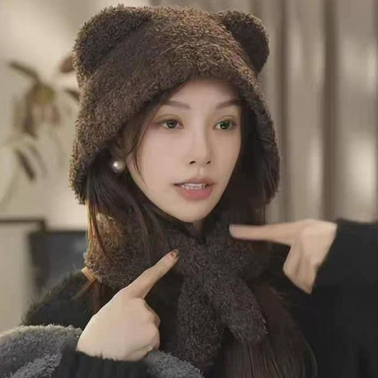 Ear Bear Hooded Scarf Plain