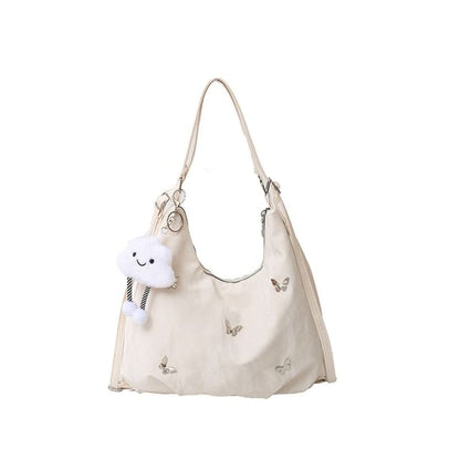 Butterfly Accent Faux Leather Tote Bag / Bag Charm / Set