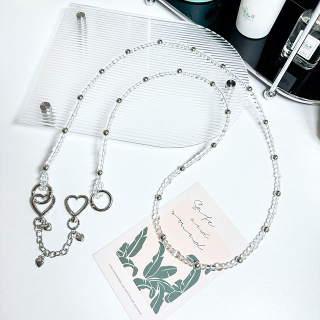 Alloy Faux Heart Lanyard Buckled Phone Crystal