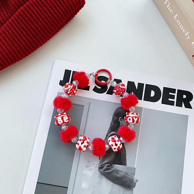 Strap Bead Phone Pom Heart