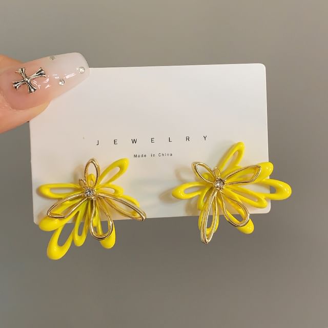 Earring Glaze Alloy Floral Stud
