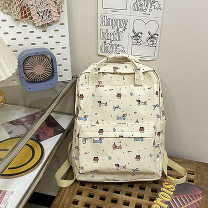 Cartoon Print Top Handle Nylon Backpack