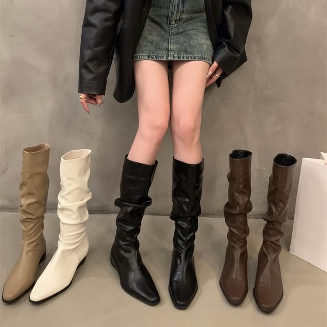 Ruched Mid-Calf Boots