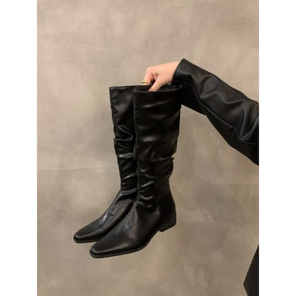 Ruched Mid-Calf Boots