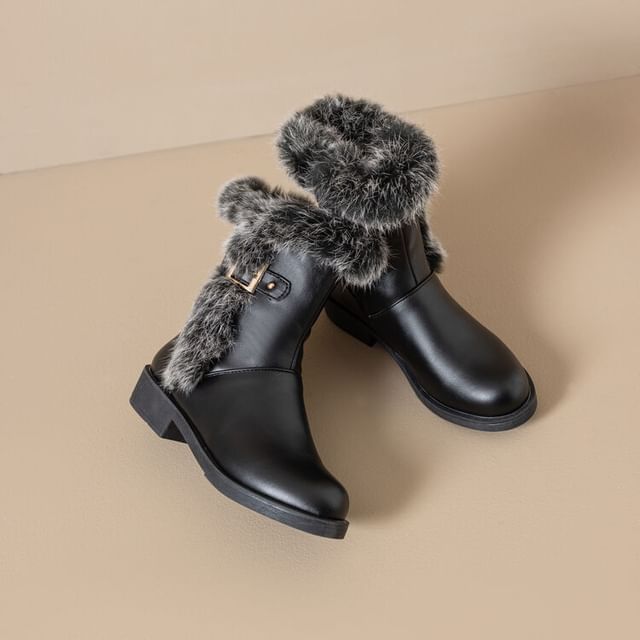 Boots Fur Short Faux Buckled